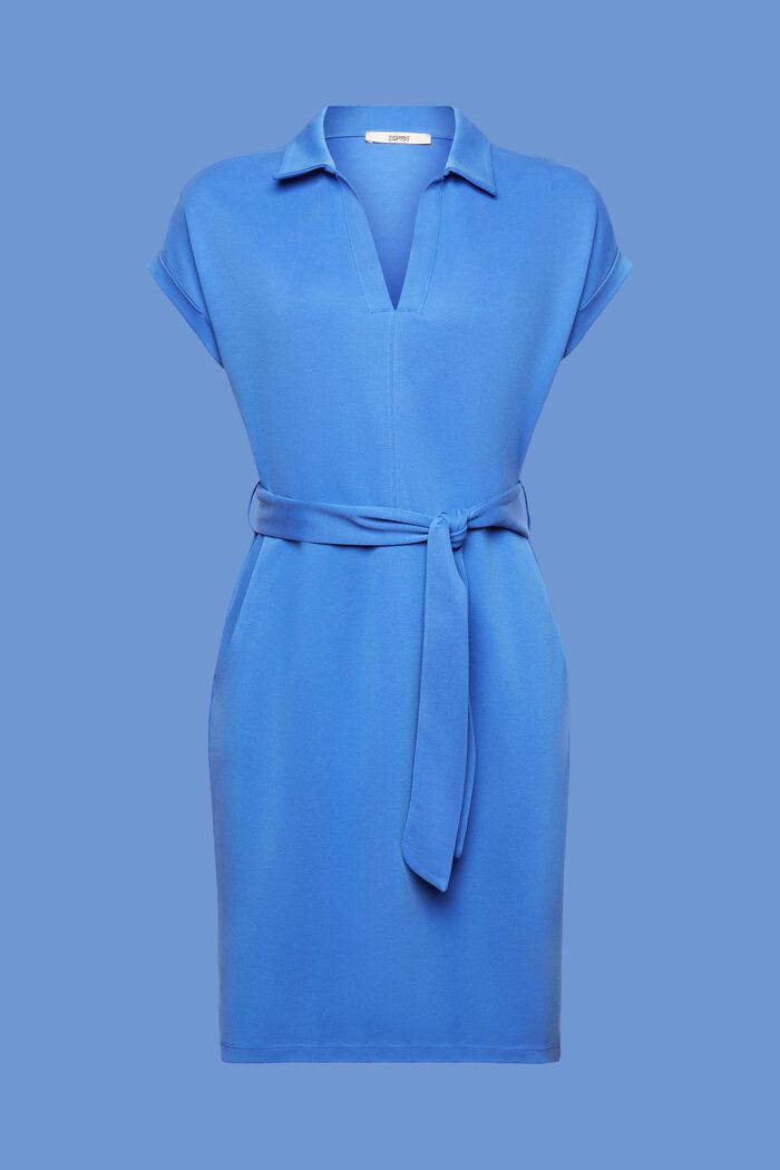 Gebreide jurk met strikceintuur, TENCEL™, BRIGHT BLUE, detail image number 6