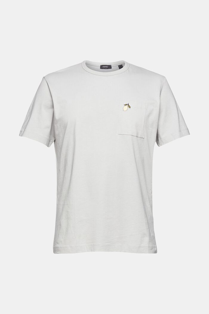 Jersey T-shirt met kleine motiefpatch, LIGHT GREY, overview