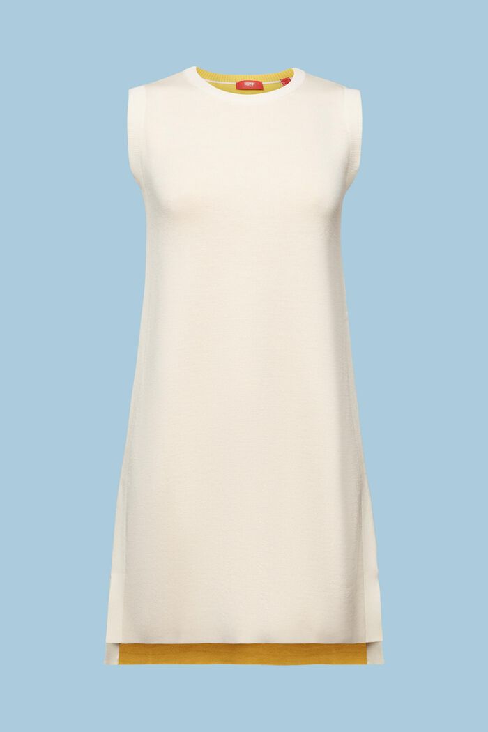 Mouwloze mini-jurk van wolmix, CREAM BEIGE, detail image number 7