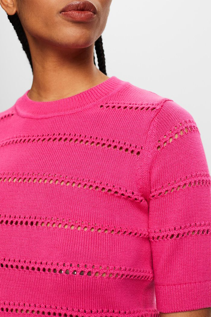 Pointelle trui met korte mouwen, PINK FUCHSIA, detail image number 2