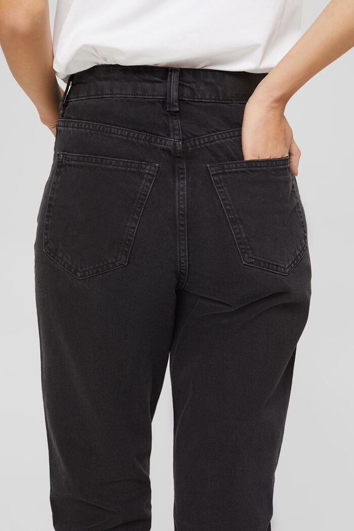 Jeans met hoge taille en kortere pijpen, BLACK DARK WASHED, detail image number 2