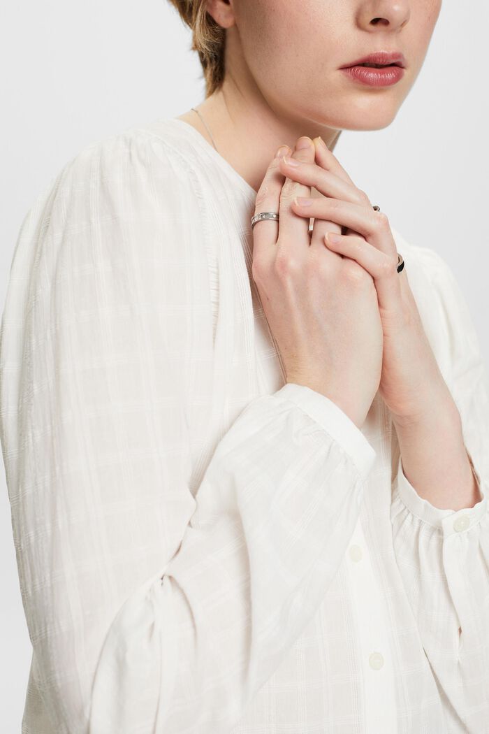 Katoenen blouse met structuur, OFF WHITE, detail image number 3