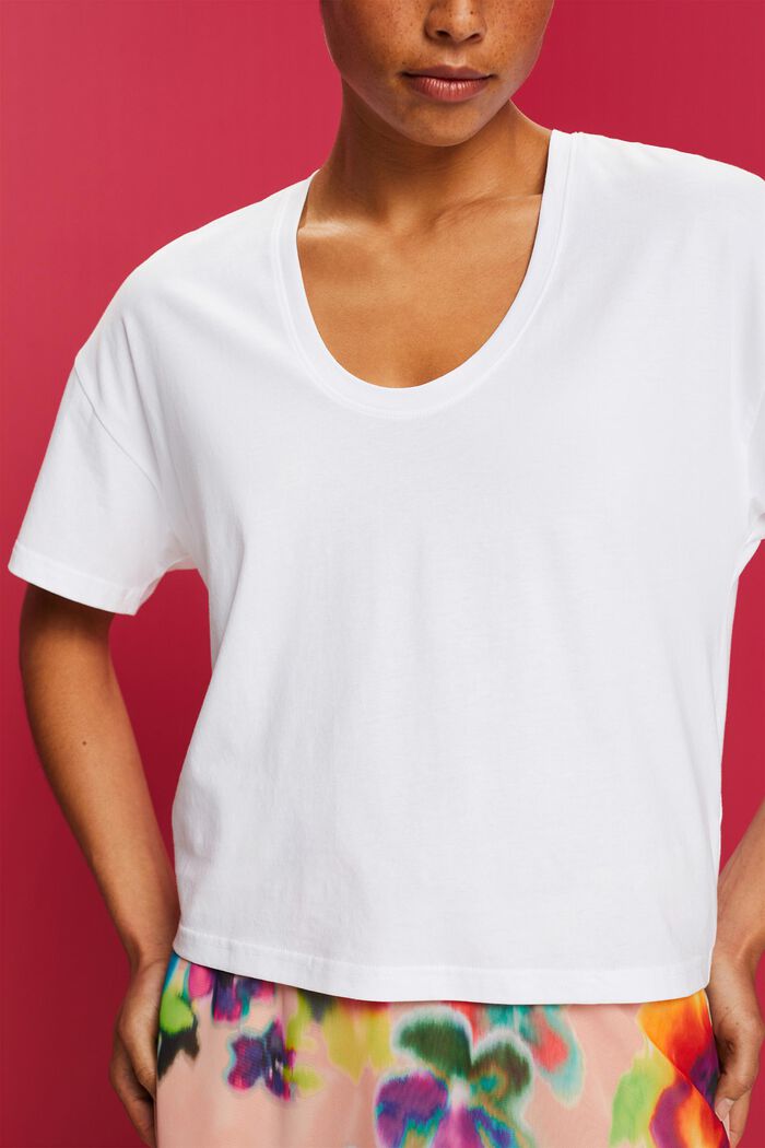 Cropped oversized T-shirt, 100% katoen, WHITE, detail image number 2