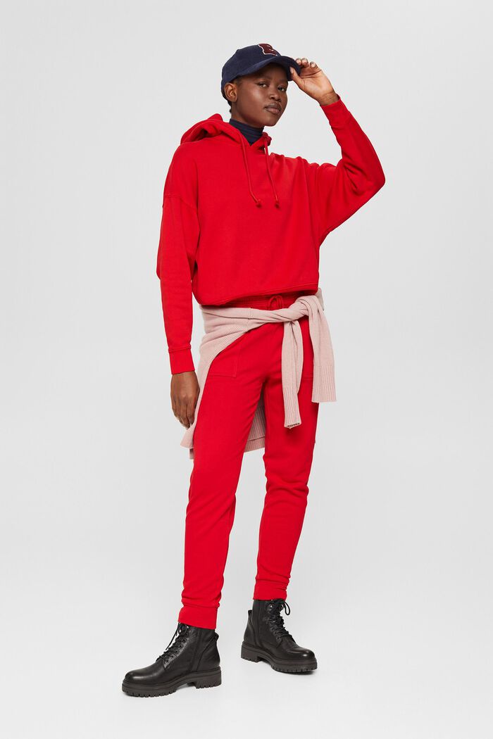 Relaxte hoodie met logo, 100% biologisch katoen, RED, detail image number 1