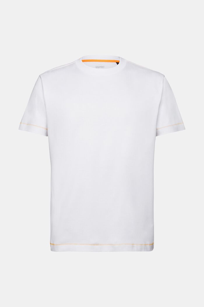Jersey T-shirt met ronde hals, 100% katoen, WHITE, detail image number 6