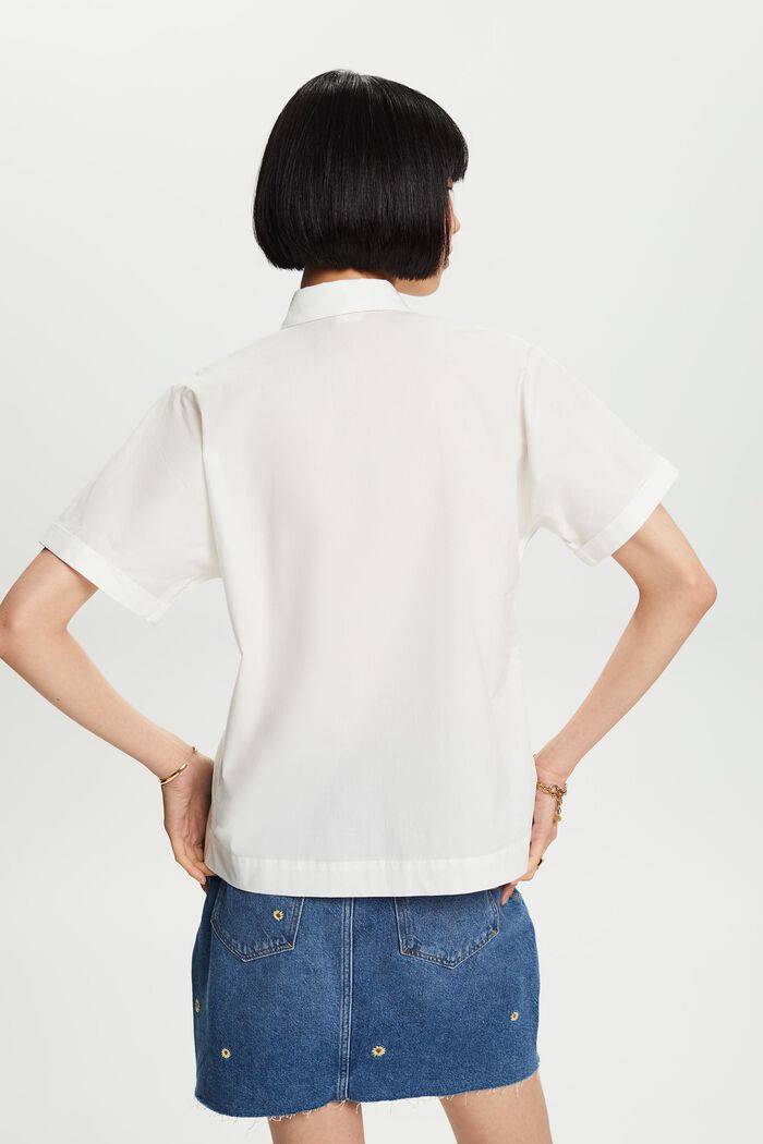 Overhemd met korte mouwen van katoen-popeline, OFF WHITE, detail image number 5