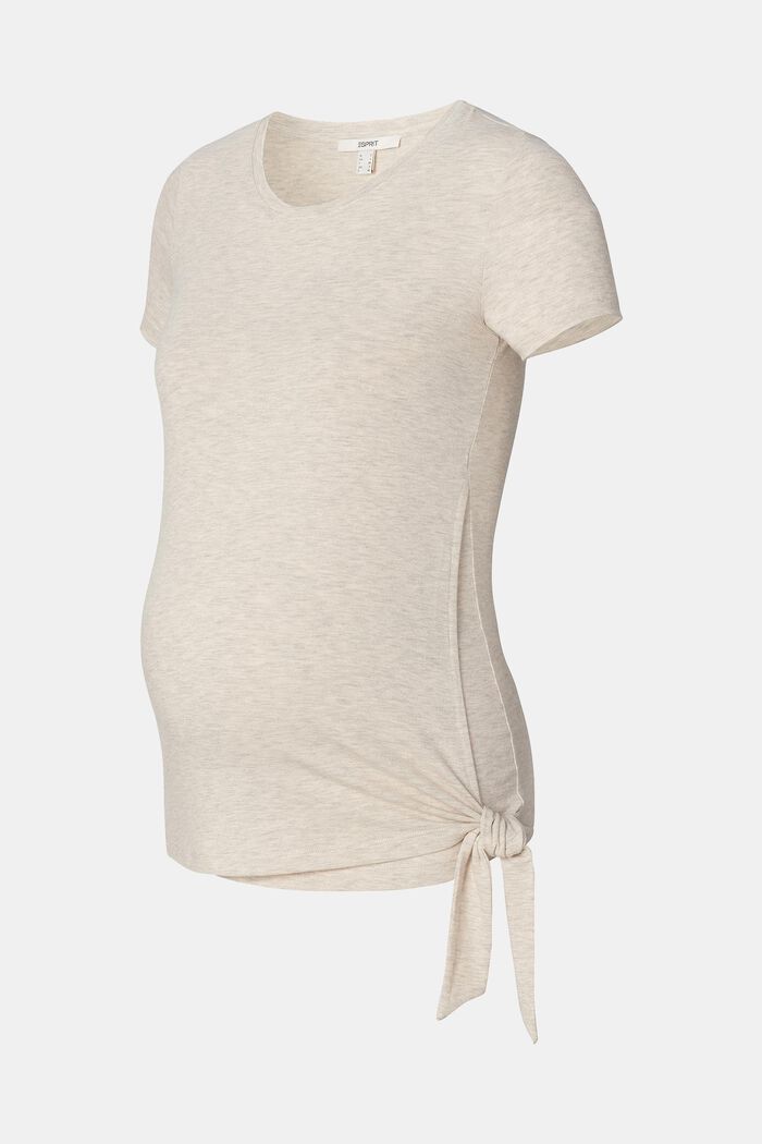 Zwangerschapsshirt met strikdetail, OATMEAL MELANGE, detail image number 6
