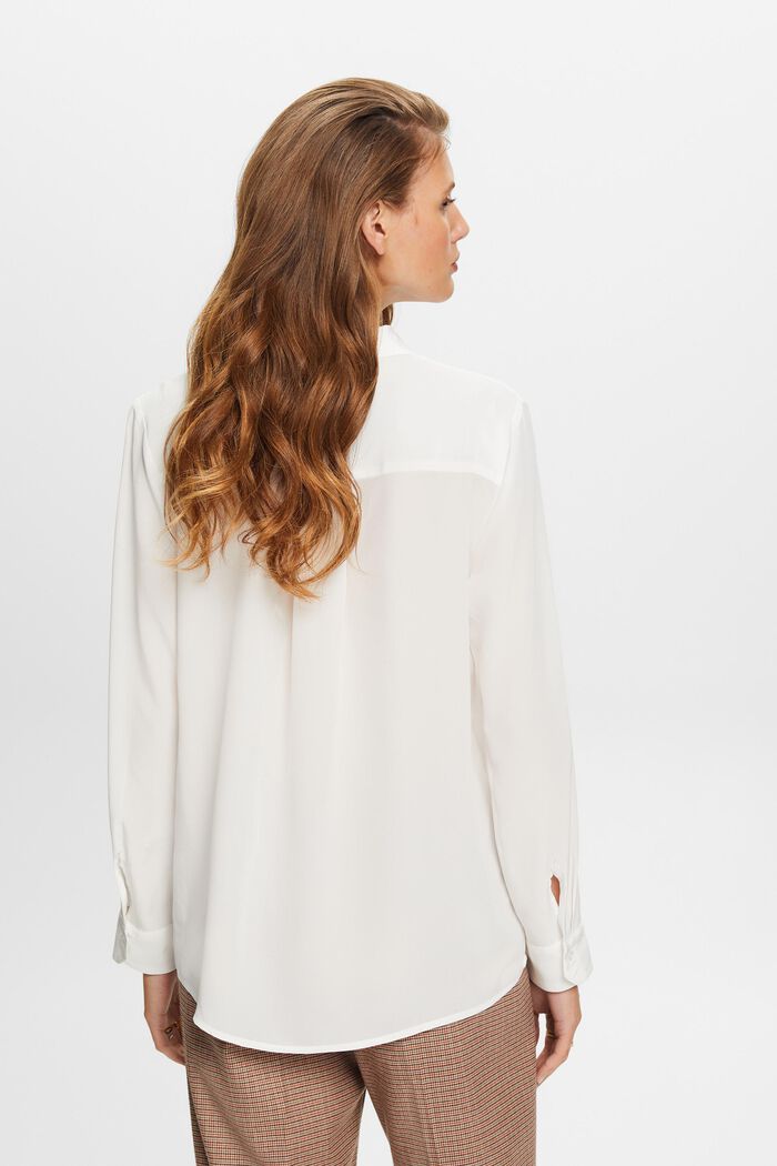 Zijden blouse met V-hals, OFF WHITE, detail image number 3