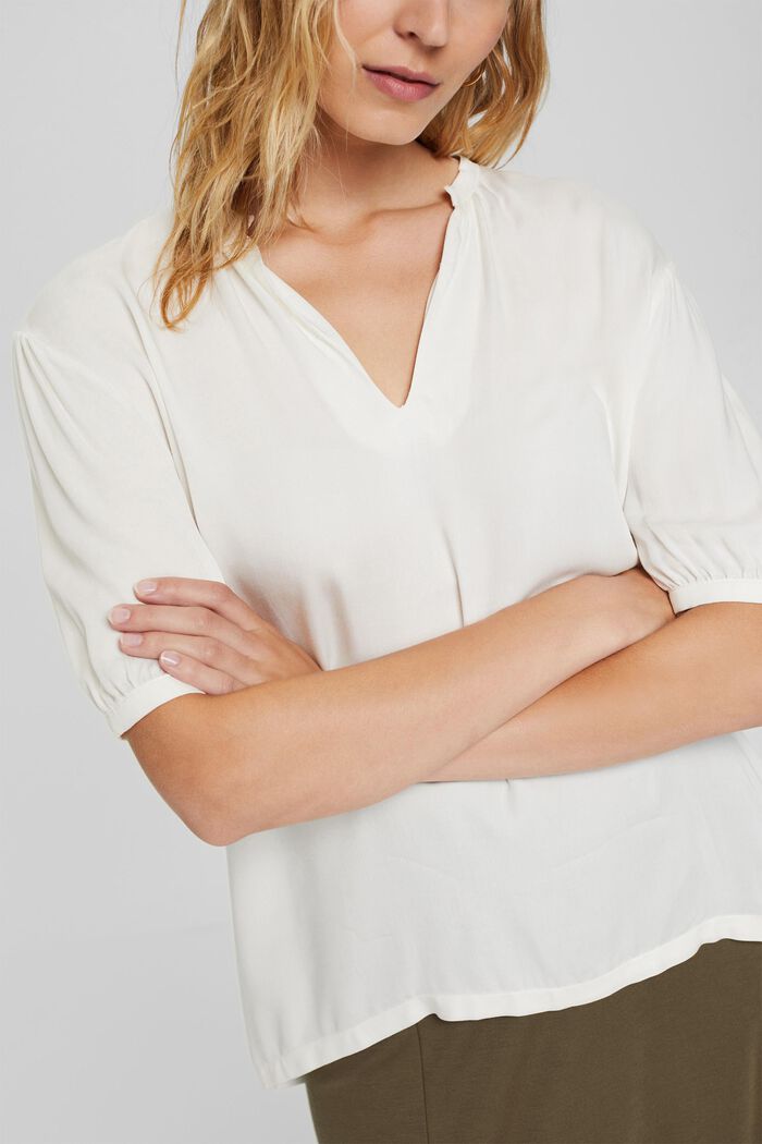 Blouseachtig shirt met LENZING™ ECOVERO™, OFF WHITE, detail image number 2