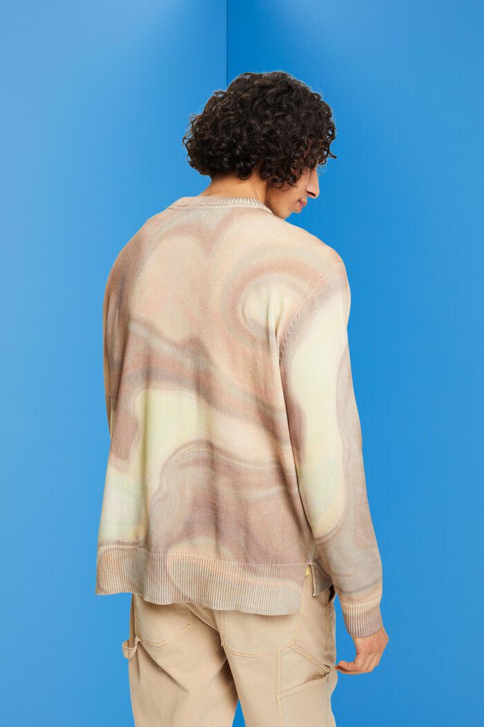 Geweven trui van katoen met motief all-over, LIGHT TAUPE, detail image number 3
