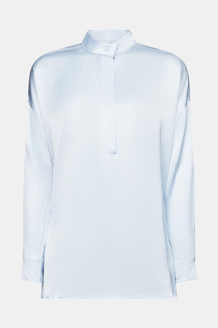 Satijnen blouse met opstaande kraag, LIGHT BLUE, detail image number 5