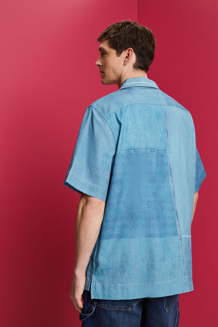 Overhemd met all-over denim print, BLUE MEDIUM WASHED, detail image number 3