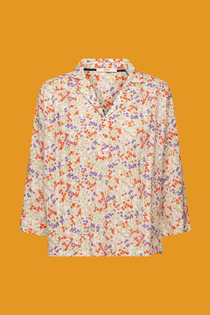 Katoenen blouse met bloemenprint, OFF WHITE, detail image number 5