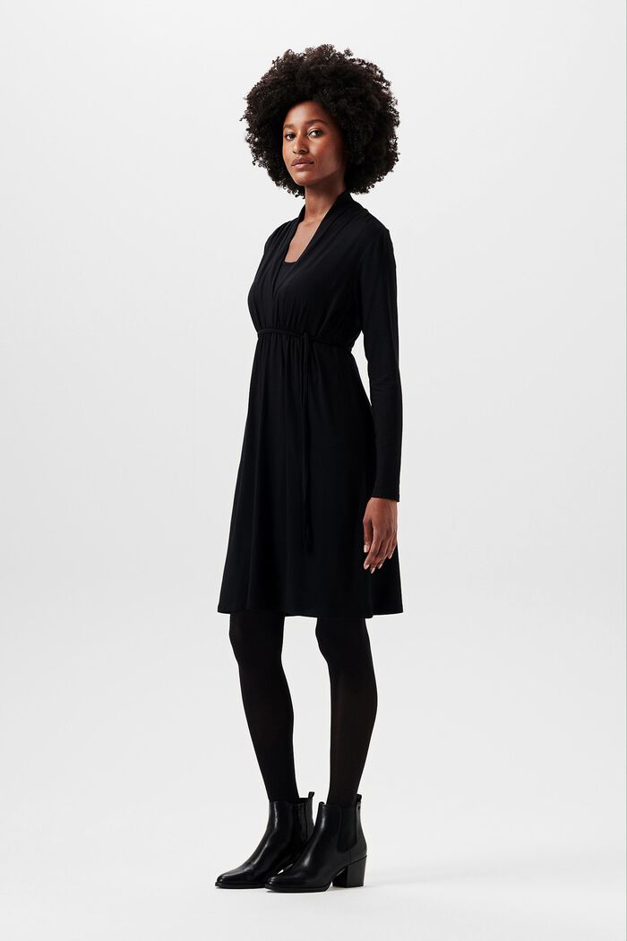 Jersey jurk met lange mouwen, LENZING™ ECOVERO™, BLACK INK, overview