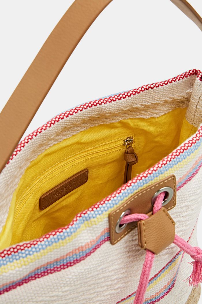 Veganistisch: bucket bag met kleurrijke strepen, PINK, detail image number 4