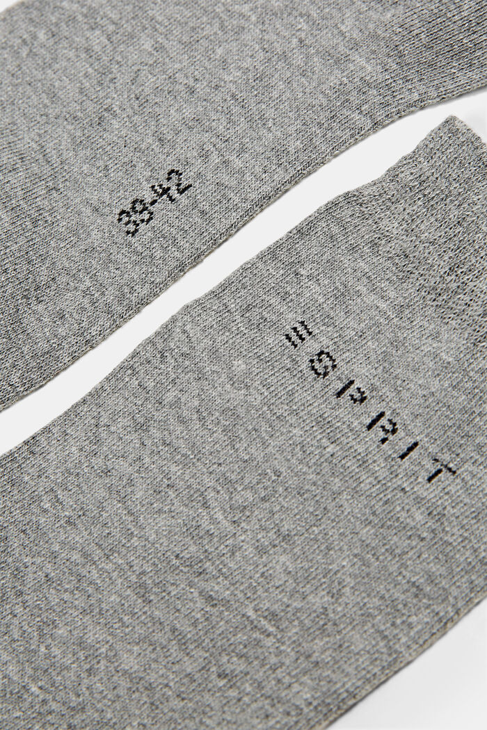 Set van 2 paar sokken met gebreid logo, organic cotton, LIGHT GREY MELANGE, detail image number 1