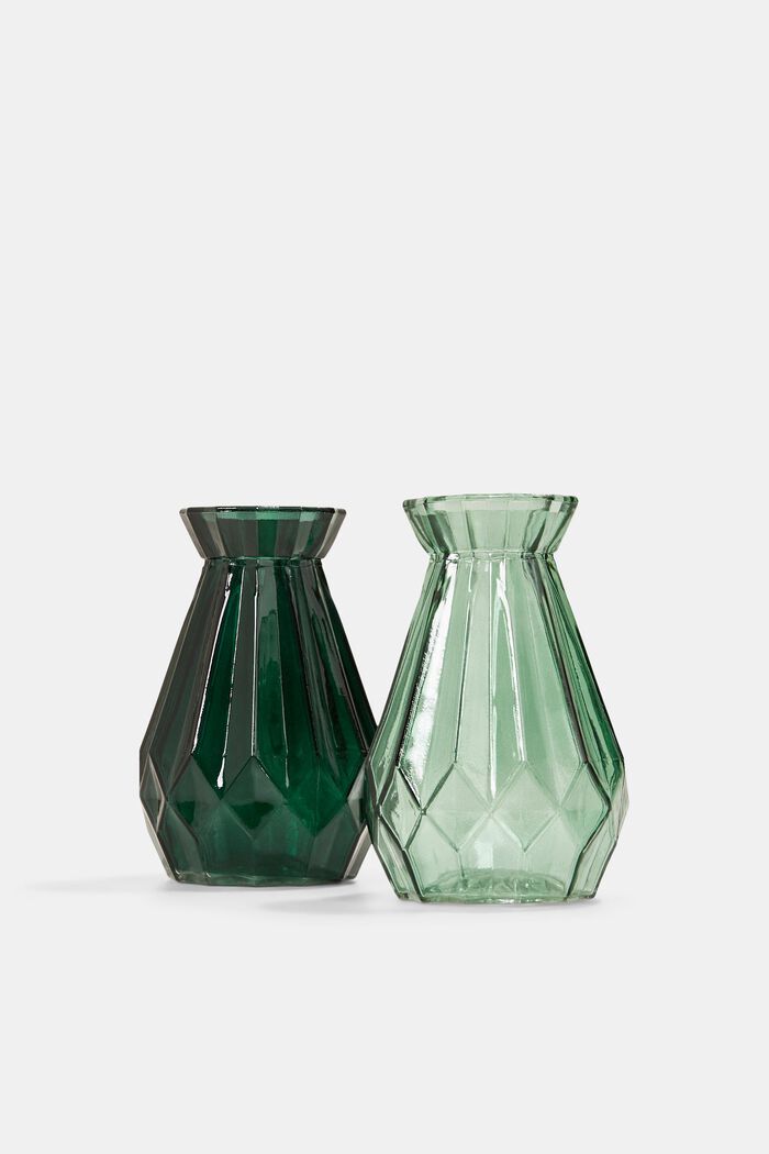 Set van 2 kleine kristallen vazen, GREEN, detail image number 0