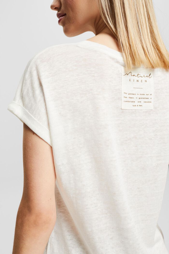 T-shirt van 100% linnen, OFF WHITE, detail image number 2