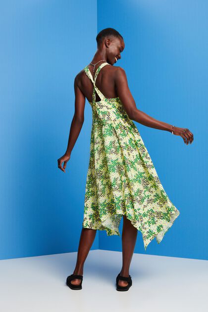 Midi-jurk met print, YELLOW, overview