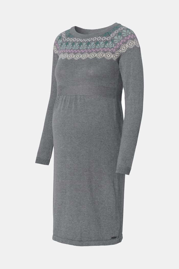 Gebreide jurk van een mix met biologisch katoen, MEDIUM GREY, detail image number 4