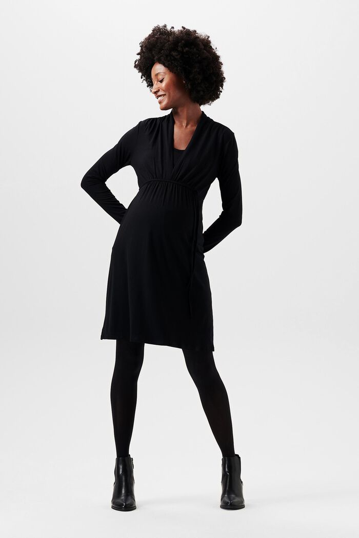 Jersey jurk met lange mouwen, LENZING™ ECOVERO™, BLACK INK, detail image number 0