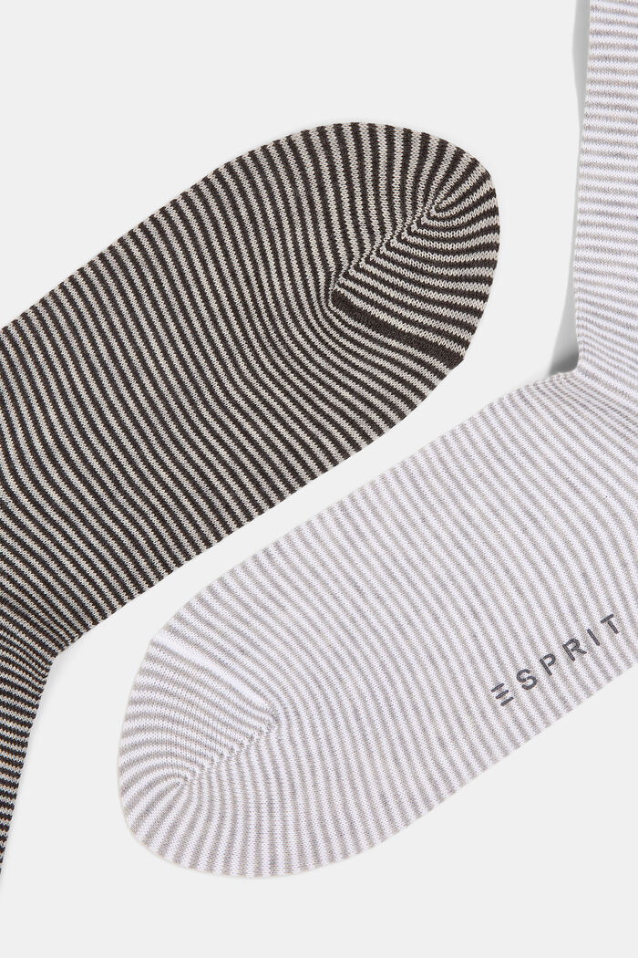 Set van 2 paar gestreepte sokken van een katoenmix, GREY, detail image number 1