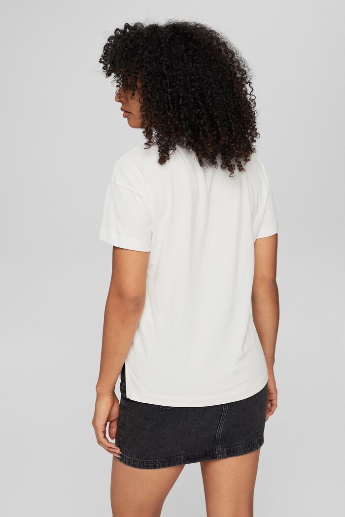 T-shirt met abstracte print en tekst, OFF WHITE, detail image number 3