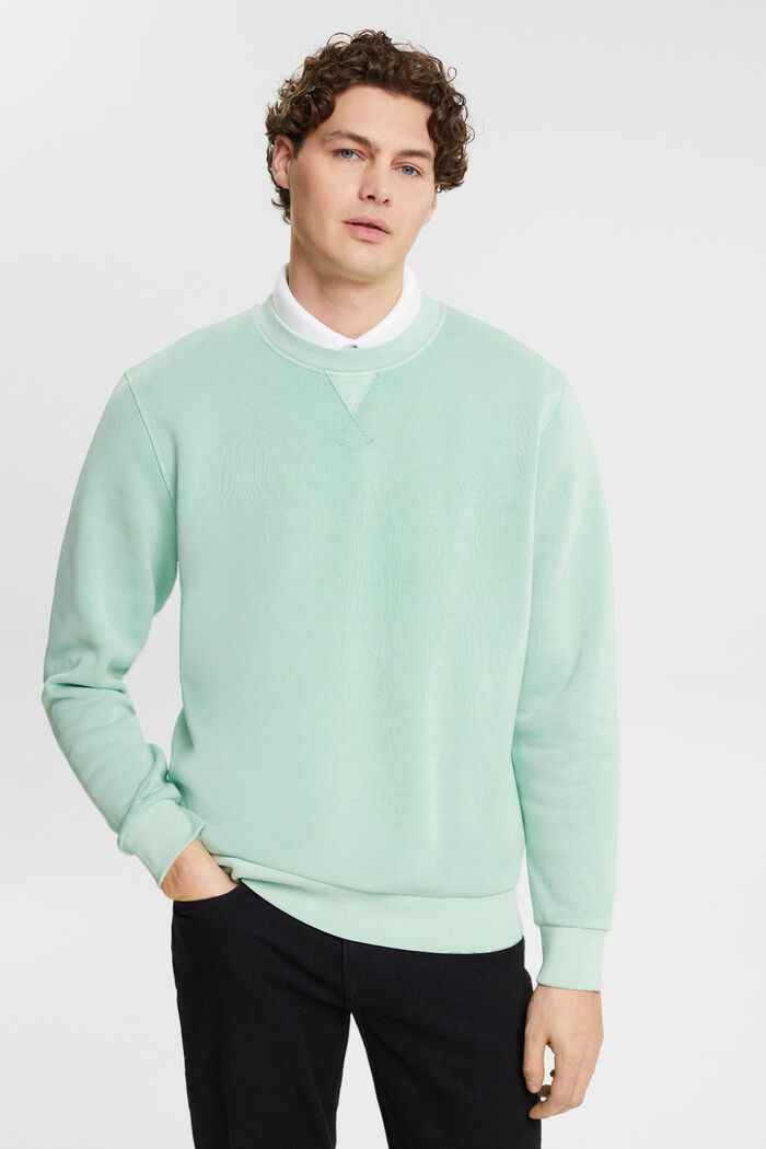 Effen sweatshirt met regular fit, LIGHT AQUA GREEN, detail image number 0