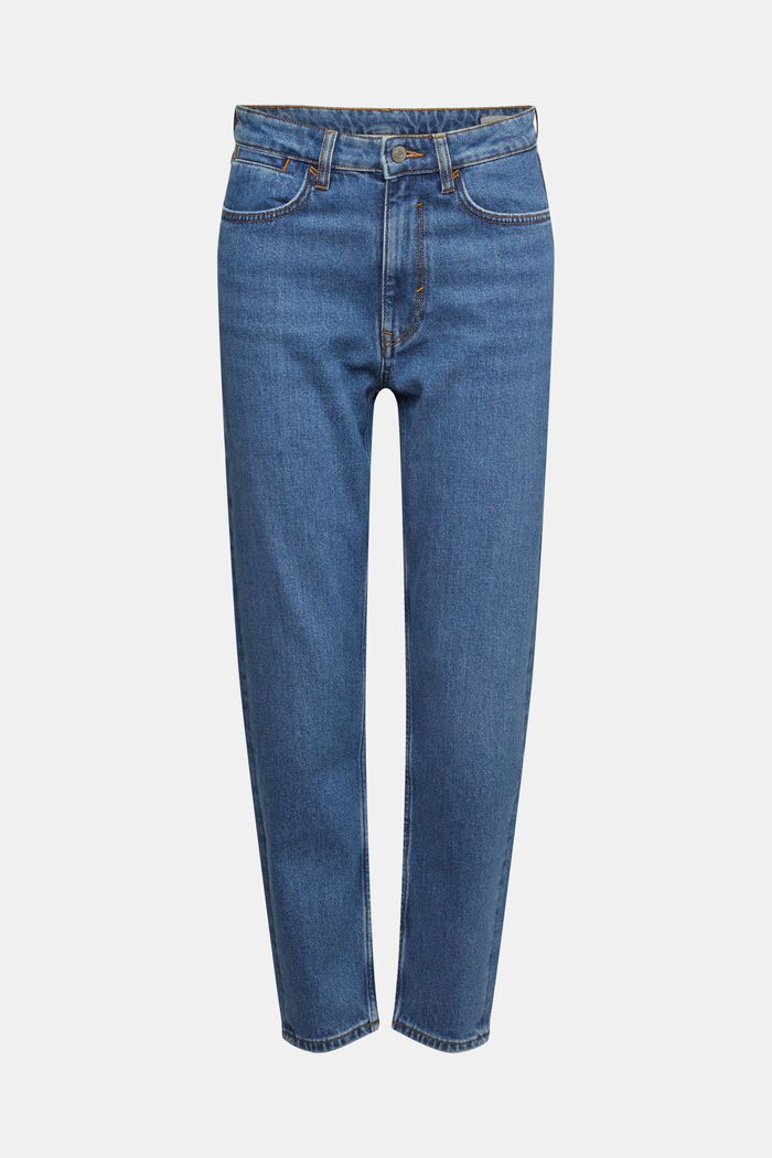 Straight jeans met hoge taille, BLUE MEDIUM WASHED, detail image number 7