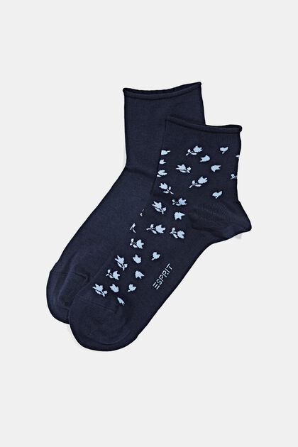 Set van 2 paar korte sokken met bloemenmotief