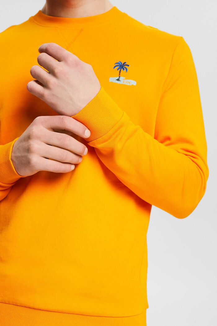 Sweatshirt met klein geborduurd motief, SUNFLOWER YELLOW, detail image number 2