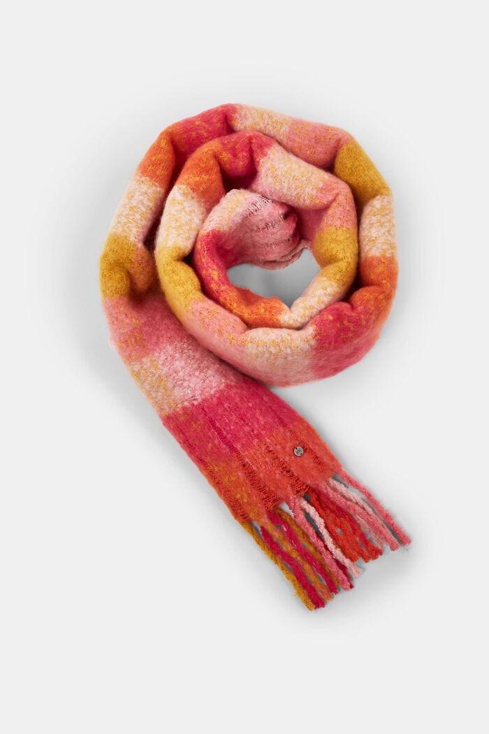 Bouclé sjaal met ruitpatroon