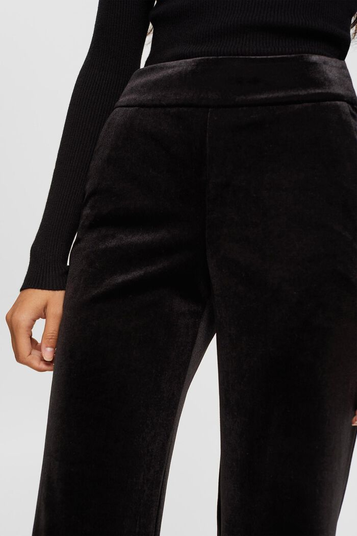 Fluwelen broek met wijde pijpen, BLACK, detail image number 3