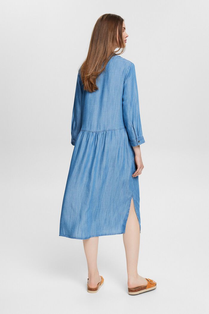 Van TENCEL™: midi-jurk met denimlook, BLUE MEDIUM WASHED, detail image number 3