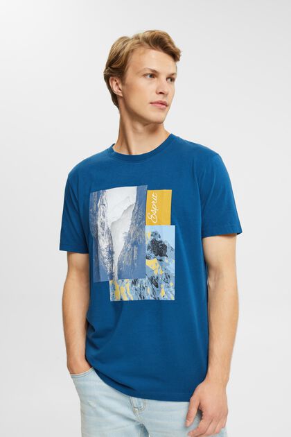 T-shirt met print, PETROL BLUE, overview