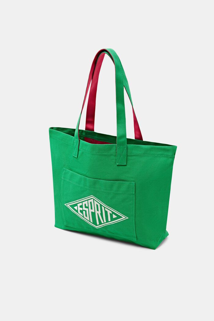 Canvas tote bag met logo, GREEN, detail image number 2