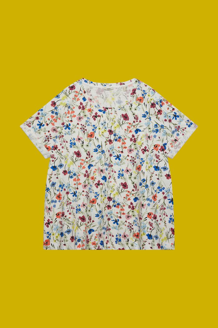 CURVY katoenen T-shirt met motief, OFF WHITE, detail image number 5