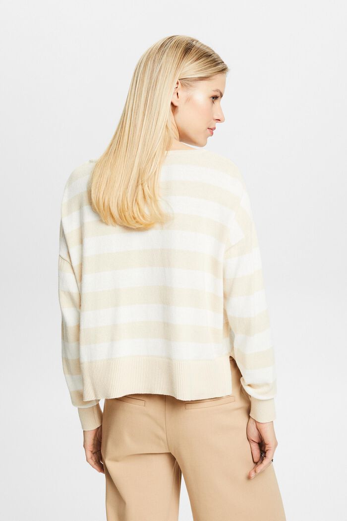 Gestreepte sweater van katoen en linnen, CREAM BEIGE, detail image number 2