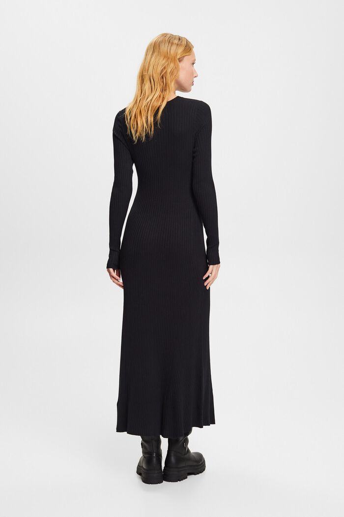 Maxi-jurk van ribbreisel, BLACK, detail image number 3