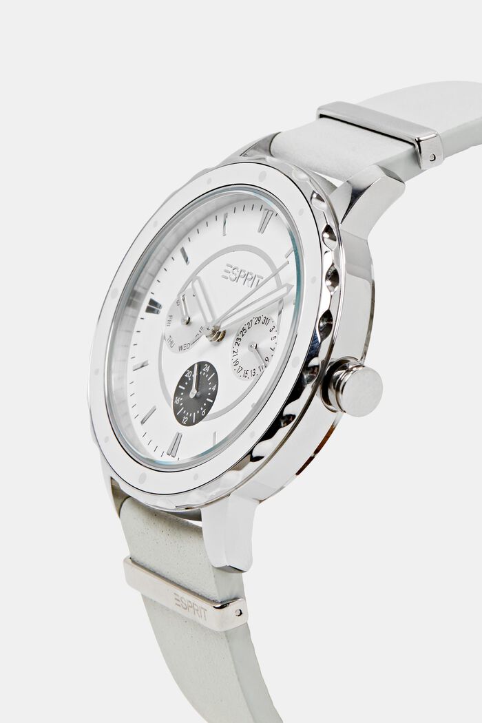 Multifunctioneel horloge met leren bandje, SILVER, detail image number 1