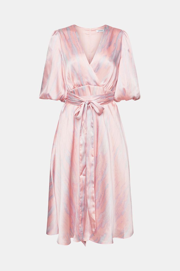 Midi-jurk met pofmouwen, PASTEL PINK, detail image number 6