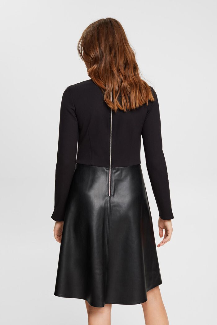 Mini-jurk van een materiaalmix, BLACK, detail image number 3
