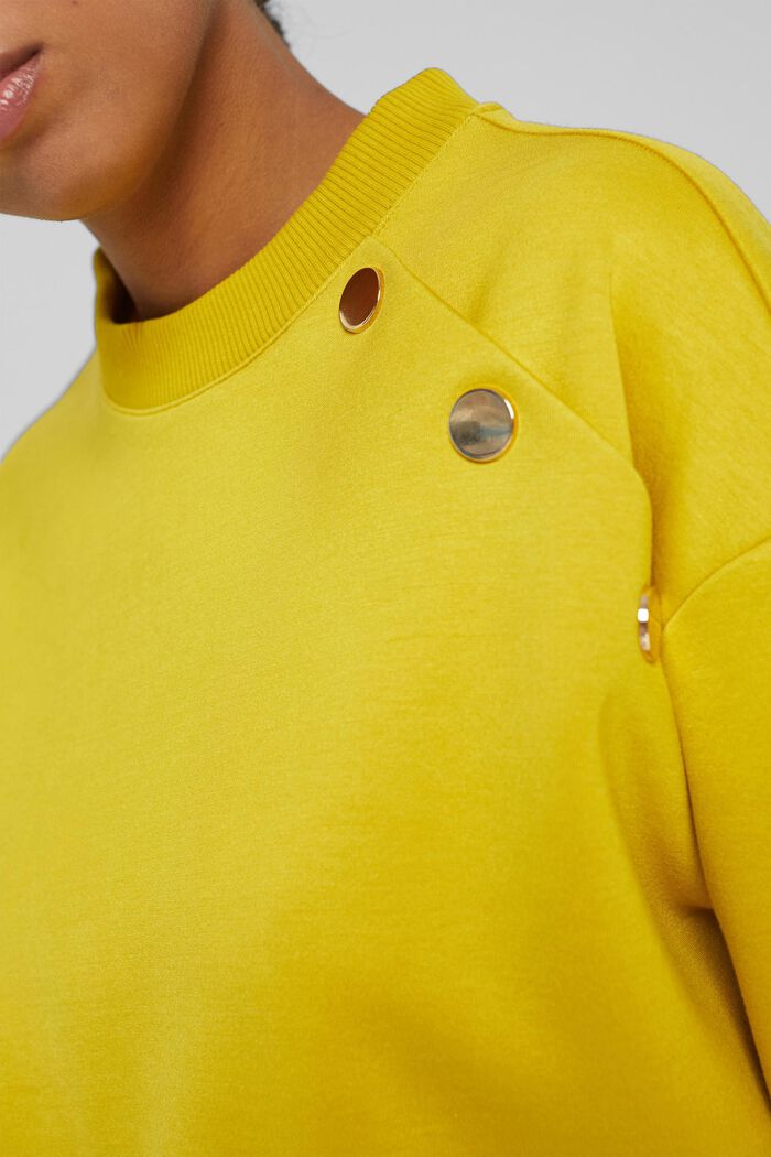 Sweatshirt met knoopdetail, BRASS YELLOW, detail image number 2