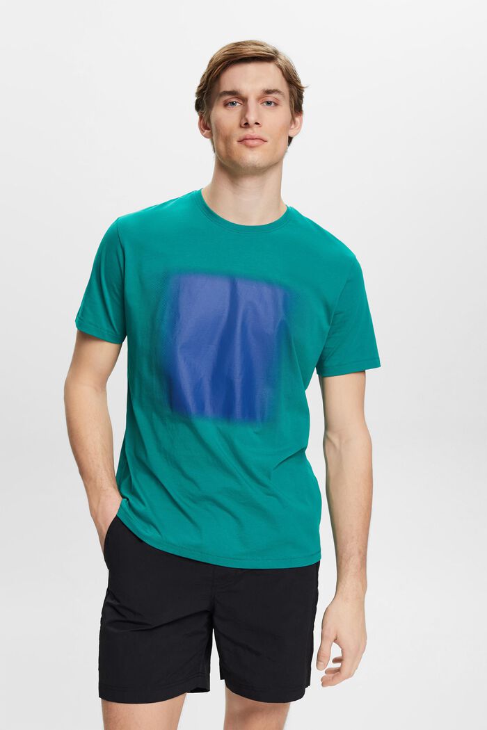 Katoenen T-shirt met print, EMERALD GREEN, detail image number 0