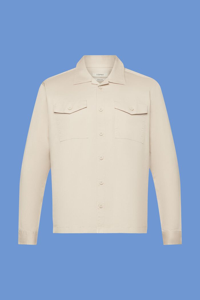 Katoenen overhemd met twee borstzakken, LIGHT TAUPE, detail image number 6