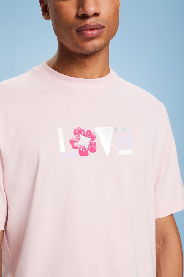 Uniseks T-shirt van pimakatoen met print, PASTEL PINK, detail image number 3