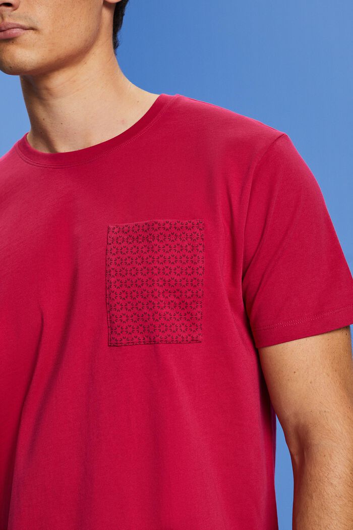 T-shirt van duurzaam katoen met borstzak, DARK PINK, detail image number 2