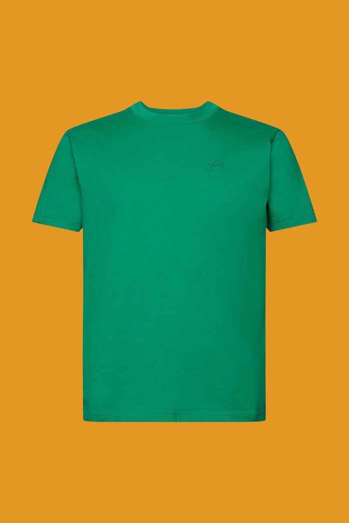 Katoenen T-shirt met dolfijnenprint, GREEN, detail image number 6