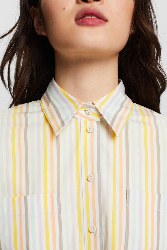 Oversized gestreept overhemd met buttondownkraag, OFF WHITE, detail image number 3