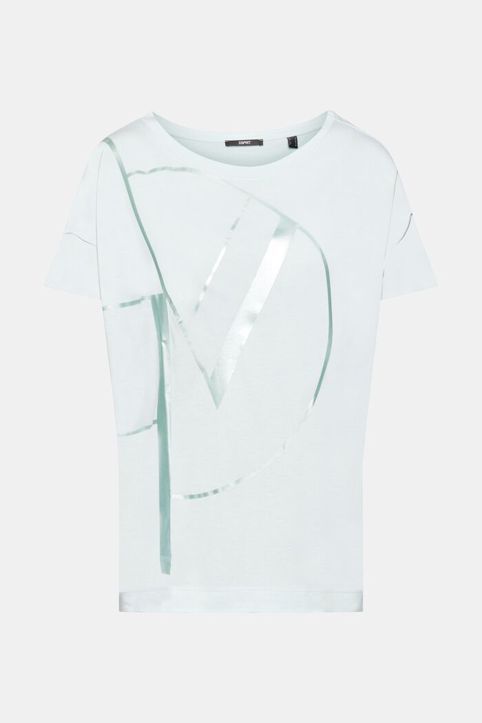 T-shirt met metallic print, LENZING™ ECOVERO™, LIGHT AQUA GREEN, detail image number 6
